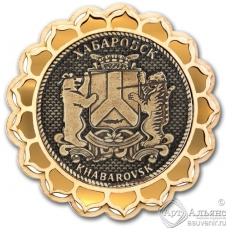 Магнит из бересты Хабаровск-Герб купола золото